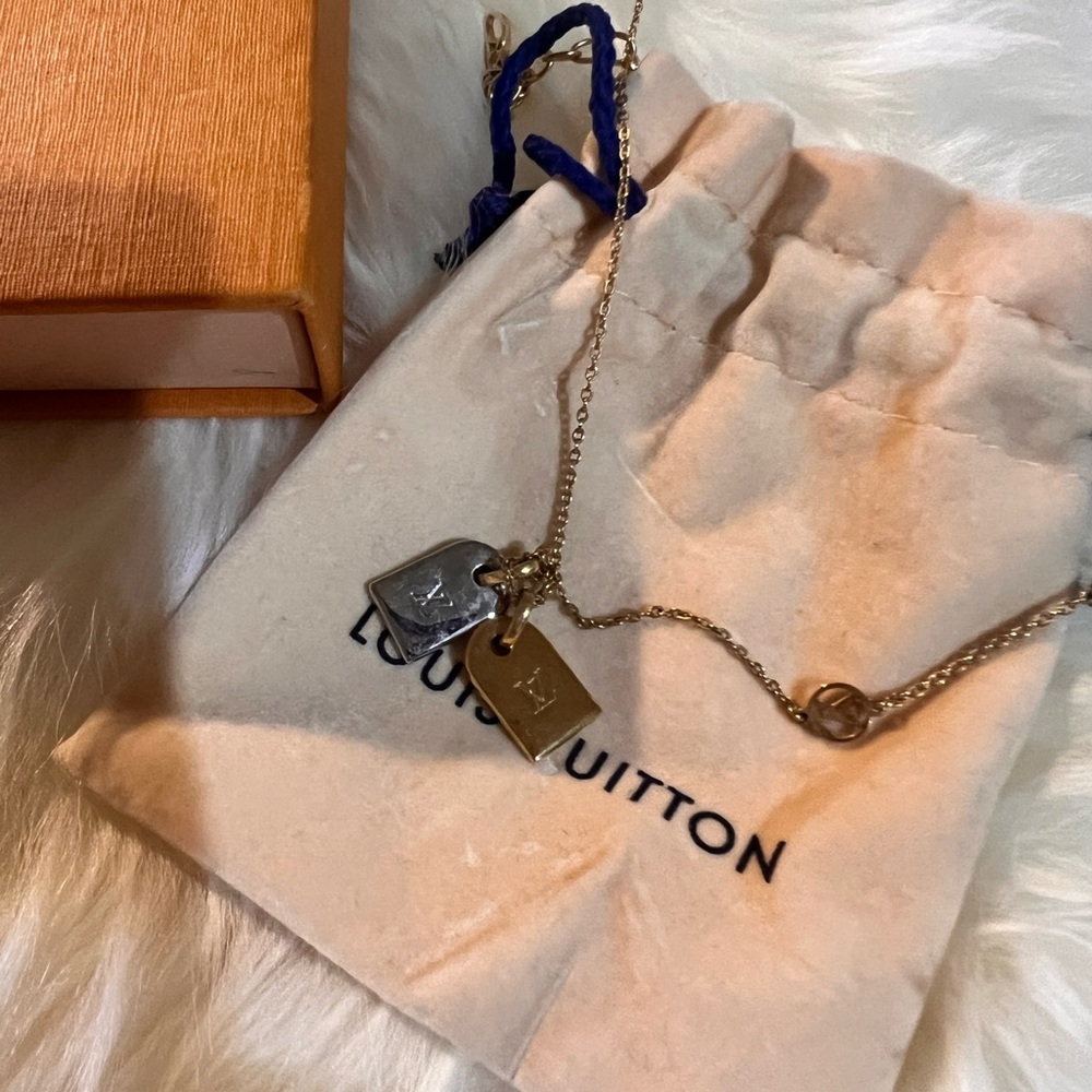 Louis Vuitton Gold and Silver Tag Charm Necklace